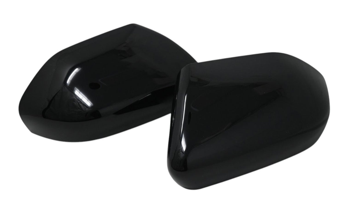 MC6394BLK gloss black mirror covers for 2026 Ford Explorer, angled view of the 2-piece set