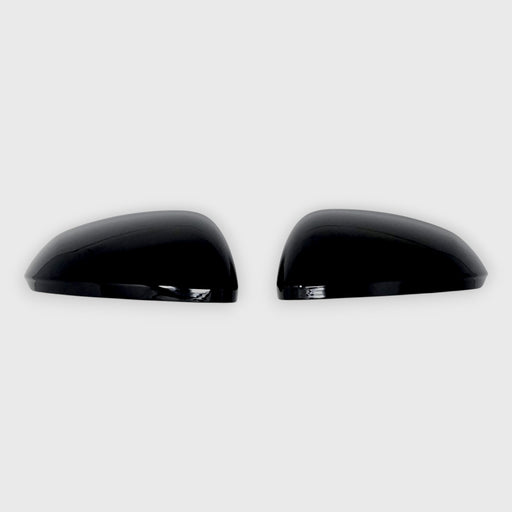 Two black car mirrors on a white background
