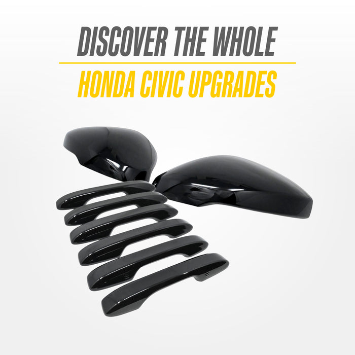 2023 Honda Civic MC6396BLK gloss black chrome delete mirror covers - image 7