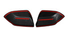 Back of MC6405BLK gloss black mirror covers with pre-applied red-backed adhesive tape for 2026 GMC Terrain