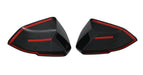 Back of MC6406BLK gloss black mirror covers with pre-applied red-backed adhesive tape for 2024 Cadillac XT4