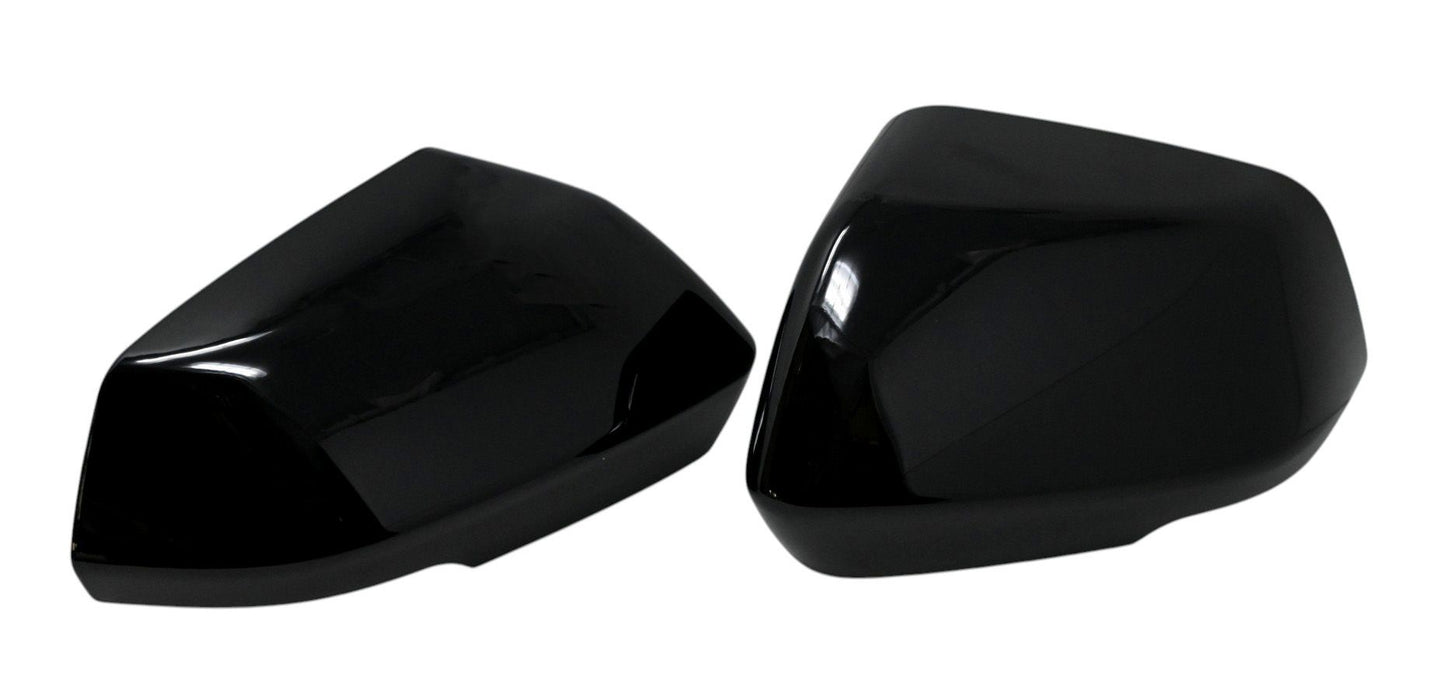MC6406BLK gloss black mirror covers for 2025 Cadillac XT4, second angled view of the 2-piece set