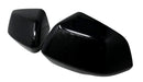 MC6406BLK gloss black mirror covers for 2024 Cadillac XT4, angled view of the 2-piece set