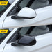 Before and after: 2020 Ford Mustang factory mirrors vs MC6408BLK gloss black mirror covers