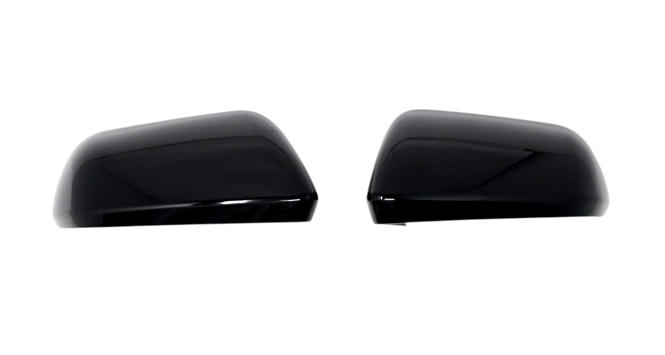 MC6408BLK gloss black mirror covers for 2021 Ford Mustang, second angled view of the 2-piece set
