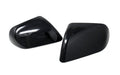 MC6408BLK gloss black mirror covers for 2023 Ford Mustang, angled view of the 2-piece set