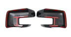 Back of MC6411BLK gloss black mirror covers with pre-applied red-backed adhesive tape for 2023 Ford F-150