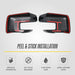 Peel and stick installation: MC6411BLK 2025 Ford F-150 mirror covers with pre-applied adhesive tape