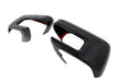 MC6411BLK gloss black mirror covers for 2021 Ford F-150, angled view of the 2-piece set