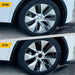 Before and after WC122-192T silver & black wheel covers on 2020 Tesla Model Y