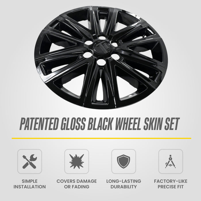 Patented gloss black snap-on wheel skin WSK701-18BLK for 2022 Chevrolet Traverse LT