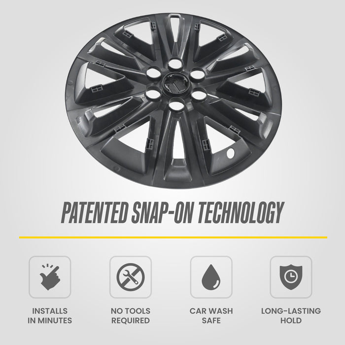 Patented snap-on technology - WSK701-18BLK wheel skin for 2022 Chevrolet Traverse LT