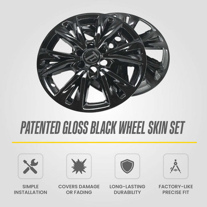 Patented gloss black snap-on wheel skin WSK708-18BLK for 2026 Cadillac XT5