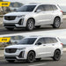 Before and after WSK708-18BLK gloss black wheel skins on 2023 Cadillac XT6 factory 18-inch wheels