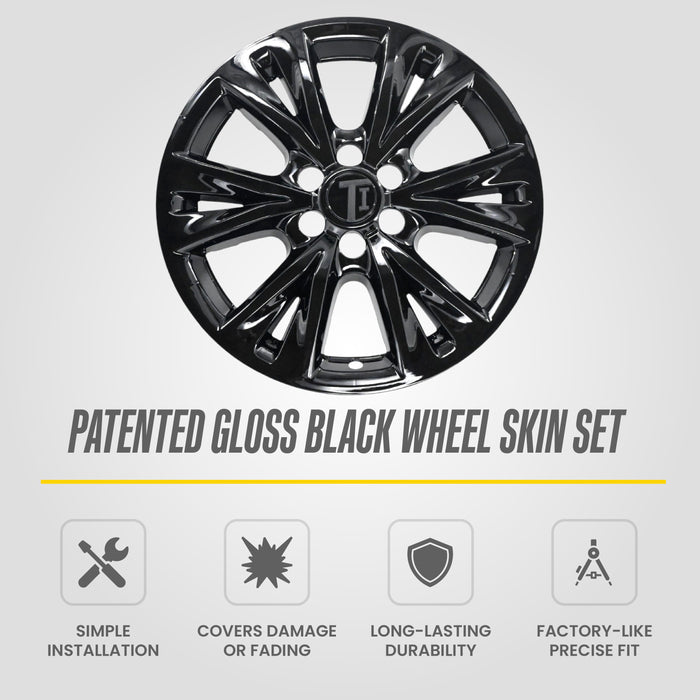 Patented gloss black snap-on wheel skin WSK708-18BLK for 2023 Cadillac XT6
