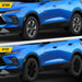 Before and after WSK711-18BLK gloss black wheel skins on 2023 Chevrolet Blazer factory 18-inch wheels