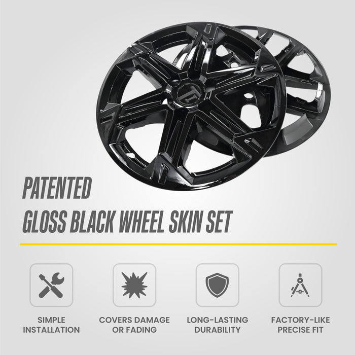 Patented gloss black snap-on wheel skin WSK711-18BLK for 2025 Chevrolet Blazer
