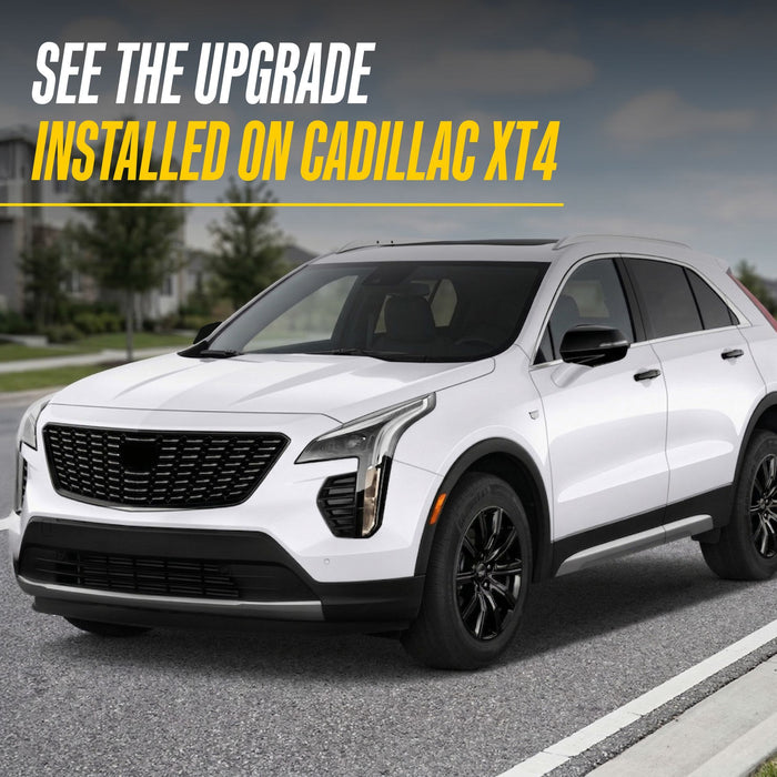 WSK712-18BLK gloss black wheel skins installed on a Cadillac XT4