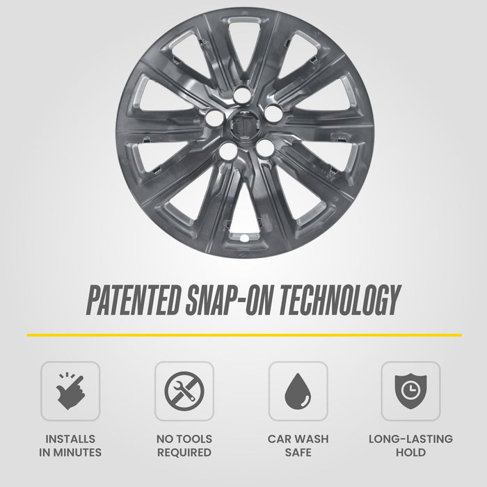 Patented snap-on technology: WSK712-18BLK gloss black wheel skins for 2020 Cadillac XT4