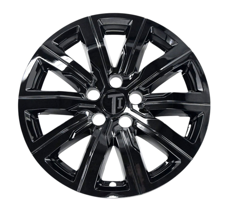 Single WSK712-18BLK gloss black wheel skins for 2020 Cadillac XT4, front view