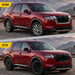 Before and after WSK714-18BLK gloss black wheel skins on 2026 Nissan Pathfinder factory 18-inch wheels