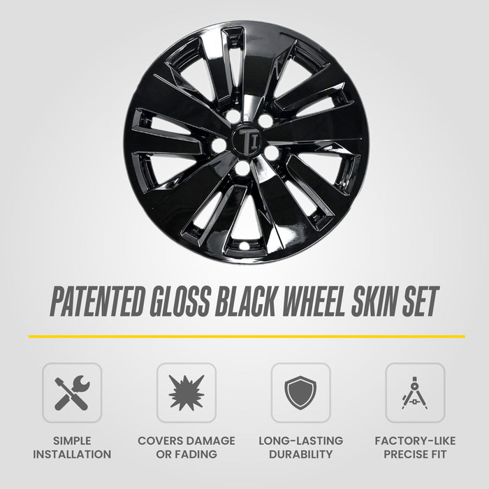 Patented gloss black snap-on wheel skin WSK714-18BLK for 2026 Nissan Pathfinder