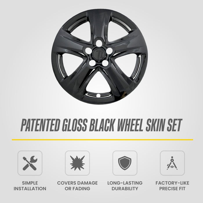 Patented WSK723-18BLK Gloss Black Wheel Skin for 2022 Toyota Highlander - simple install, covers damage, durable, factory-like fit