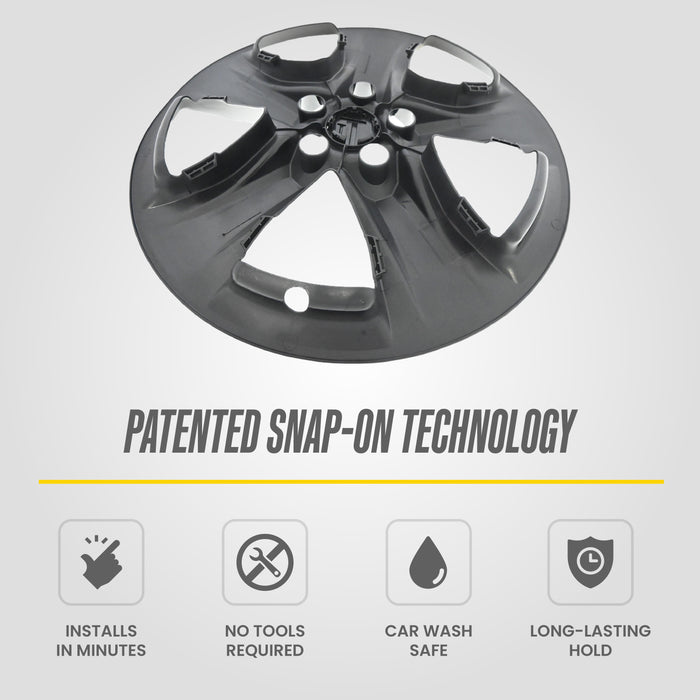 Patented snap-on WSK723-18BLK wheel skin for 2021 Toyota Highlander - installs in minutes, no tools, car wash safe