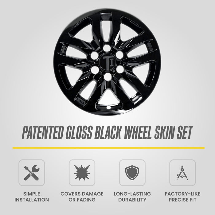 Patented gloss black snap-on wheel skin WSK724-18BLK for 2024 Chevrolet Silverado 1500 LT/LS