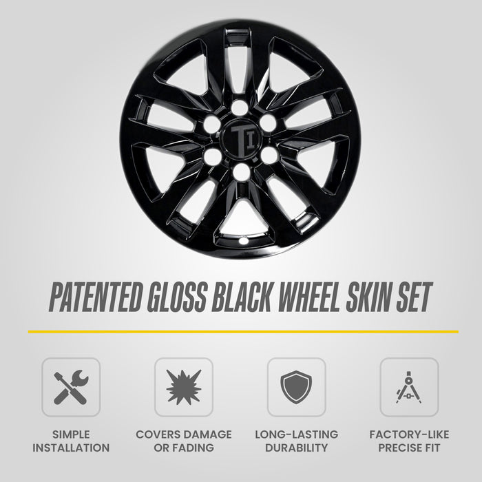 Patented gloss black snap-on wheel skin WSK724-18BLK for 2021 Chevrolet Tahoe LS/LT