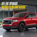 Red 2020 GMC Acadia with Trim Illusion WSK725-18BLK Gloss Black Wheel Skins installed