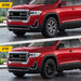 Before and after WSK725-18BLK gloss black wheel skins on 2020 GMC Acadia factory 18-inch wheels
