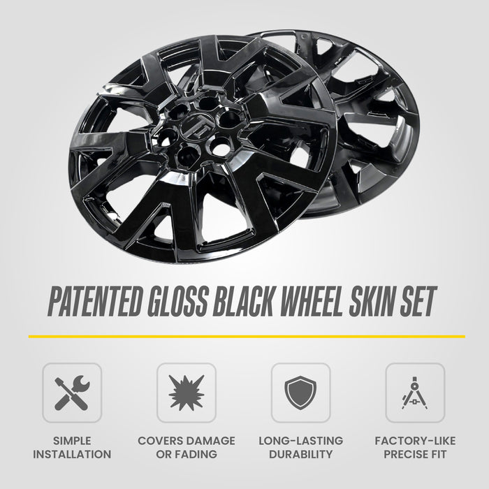 Patented gloss black snap-on wheel skin WSK725-18BLK for 2022 GMC Acadia