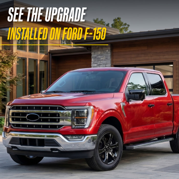 Red 2022 Ford F-150 with Trim Illusion WSK726-20BLK Gloss Black Wheel Skins installed