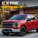 Red 2022 Ford F-150 with Trim Illusion WSK726-20BLK Gloss Black Wheel Skins installed