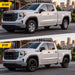 Before and after WSK729-17BLK gloss black wheel skins on 2021 GMC Sierra 1500 factory 17-inch wheels