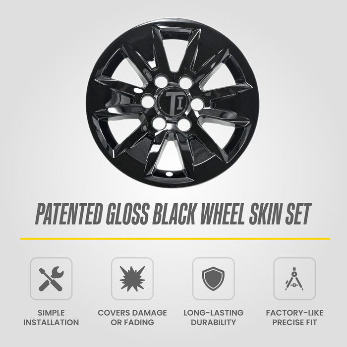 Patented gloss black snap-on wheel skin WSK729-17BLK for 2019 GMC Sierra 1500