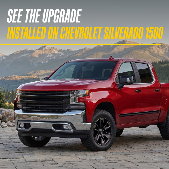 Red 2020 Chevrolet Silverado 1500 with Trim Illusion WSK729-17BLK Gloss Black Wheel Skins installed
