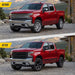 Before and after WSK729-17BLK gloss black wheel skins on 2025 Chevrolet Silverado 1500 factory 17-inch wheels