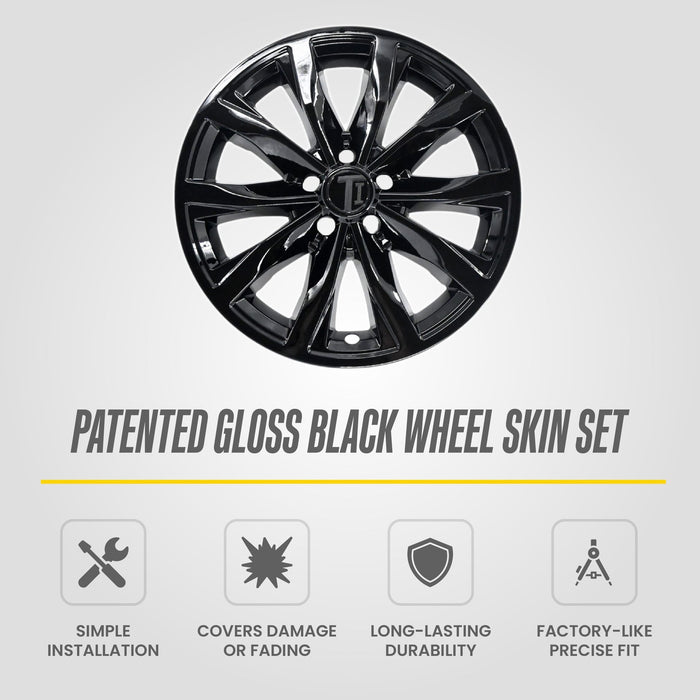 WSK731-18BLK patented gloss black wheel skin set for 2024 Honda CR-V - feature icons