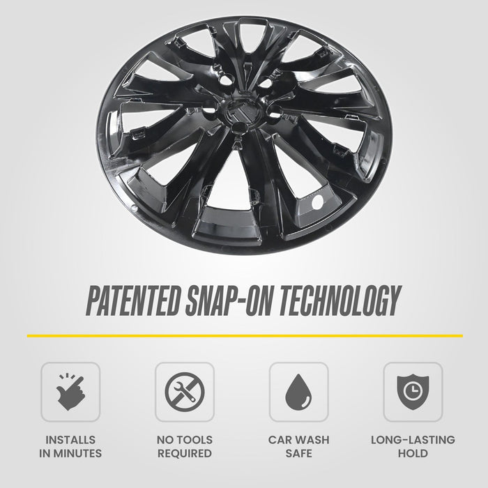 Patented snap-on technology: WSK731-18BLK gloss black wheel skins for 2024 Honda CR-V