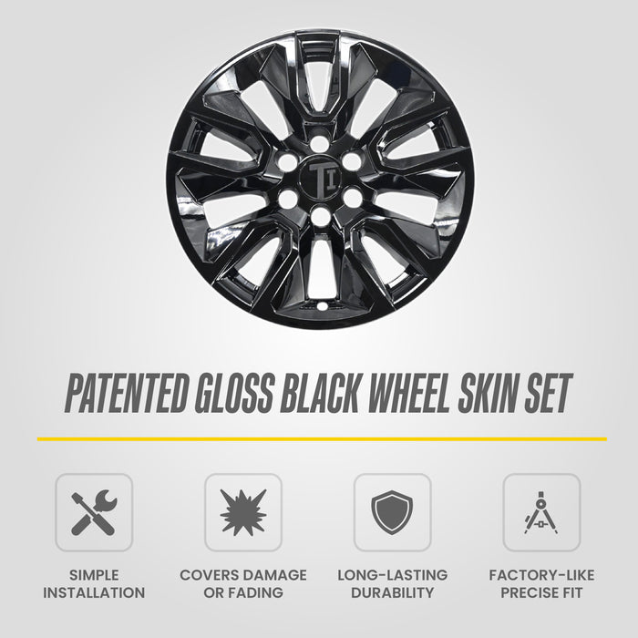 Patented gloss black snap-on wheel skin WSK737-20BLK for 2023 Chevrolet Silverado 1500