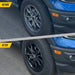 Before and after WSK740-17BLK gloss black wheel skins on 2021 Ford Bronco Sport factory 17-inch wheel