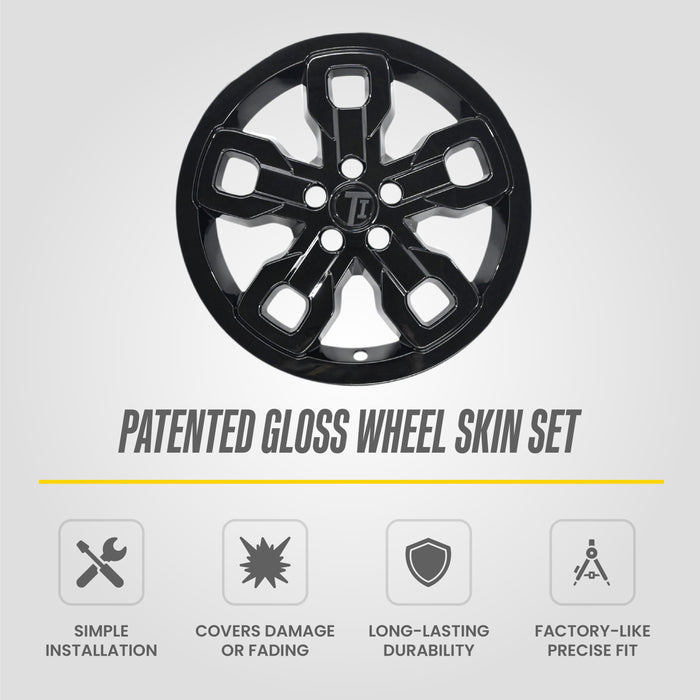 Patented gloss black snap-on wheel skin WSK740-17BLK for 2023 Ford Bronco Sport