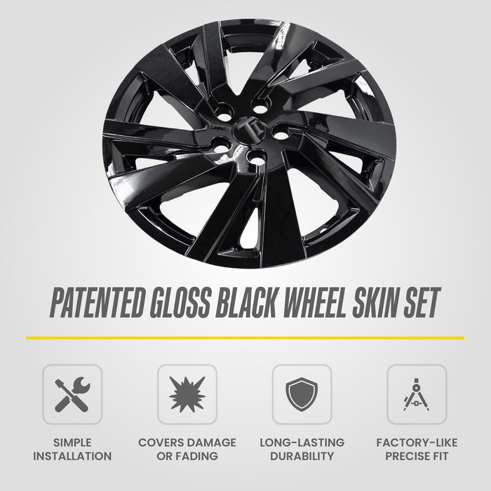 WSK742-18BLK patented gloss black wheel skin set for 2022 Chevrolet Equinox - feature icons
