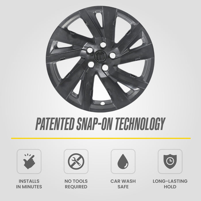 Patented snap-on technology: WSK742-18BLK gloss black wheel skins for 2023 Chevrolet Equinox