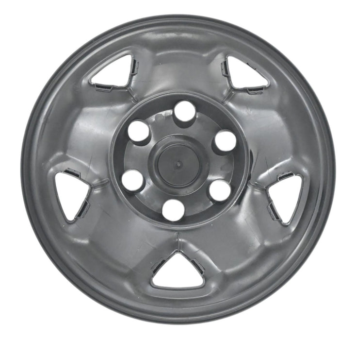 Back of WSK744-16BLK gloss black wheel skins for 2010 Toyota Tacoma, showing the snap-on clips