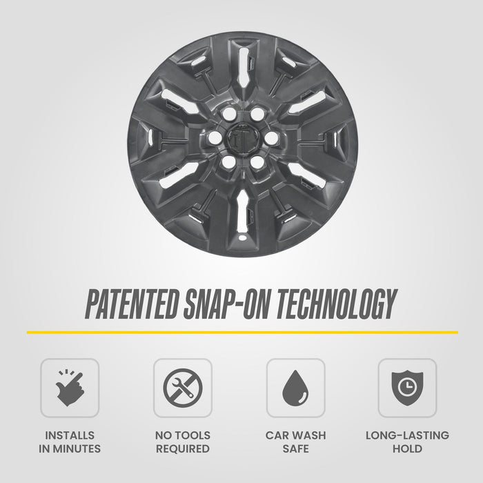 Patented snap-on technology: WSK750-17BLK gloss black wheel skins for 2022 Nissan Frontier
