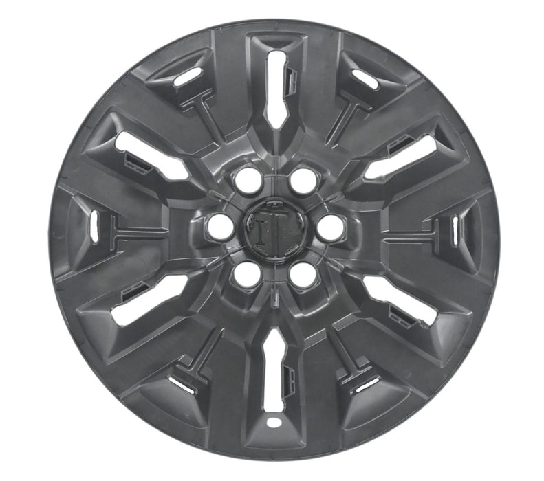 Back of WSK750-17BLK gloss black wheel skins for 2023 Nissan Frontier, showing the snap-on clips
