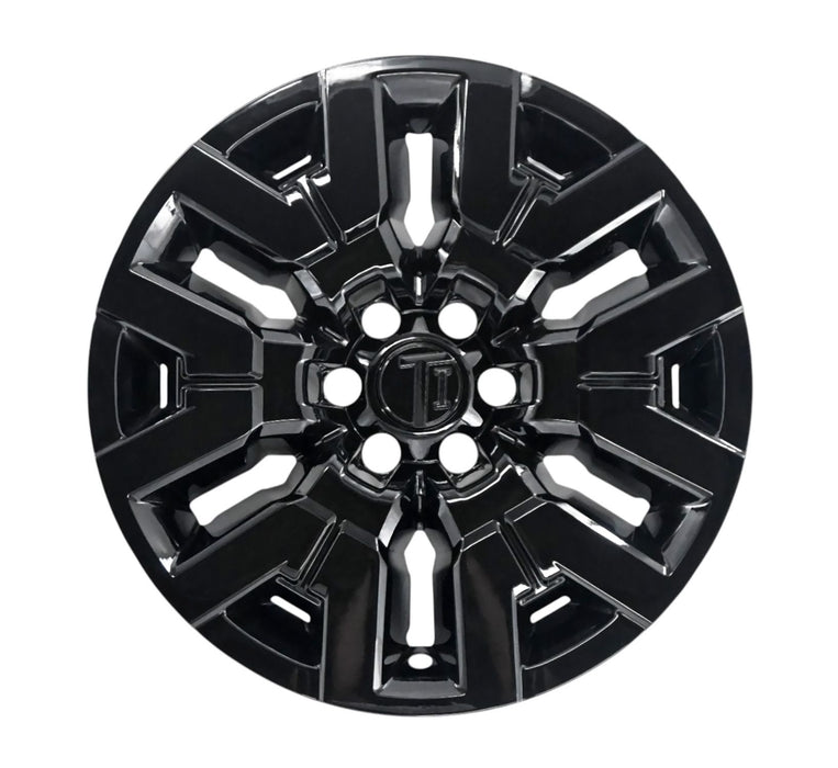Single WSK750-17BLK gloss black wheel skins for 2023 Nissan Frontier, front view